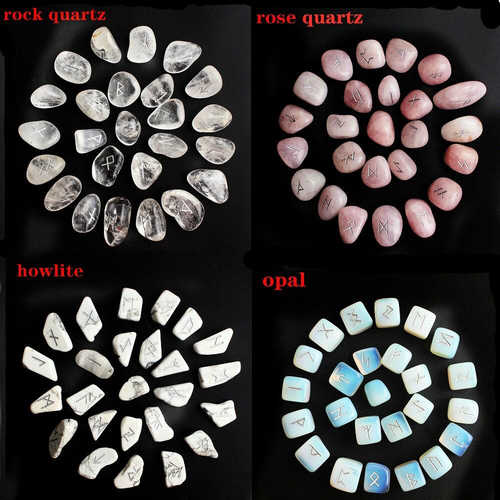 25Pcs Natural Runes Divination Crystal Sliver Rune Irregular Meditation Stones Polished Gemstone Gravel Healing Aquariums Decor