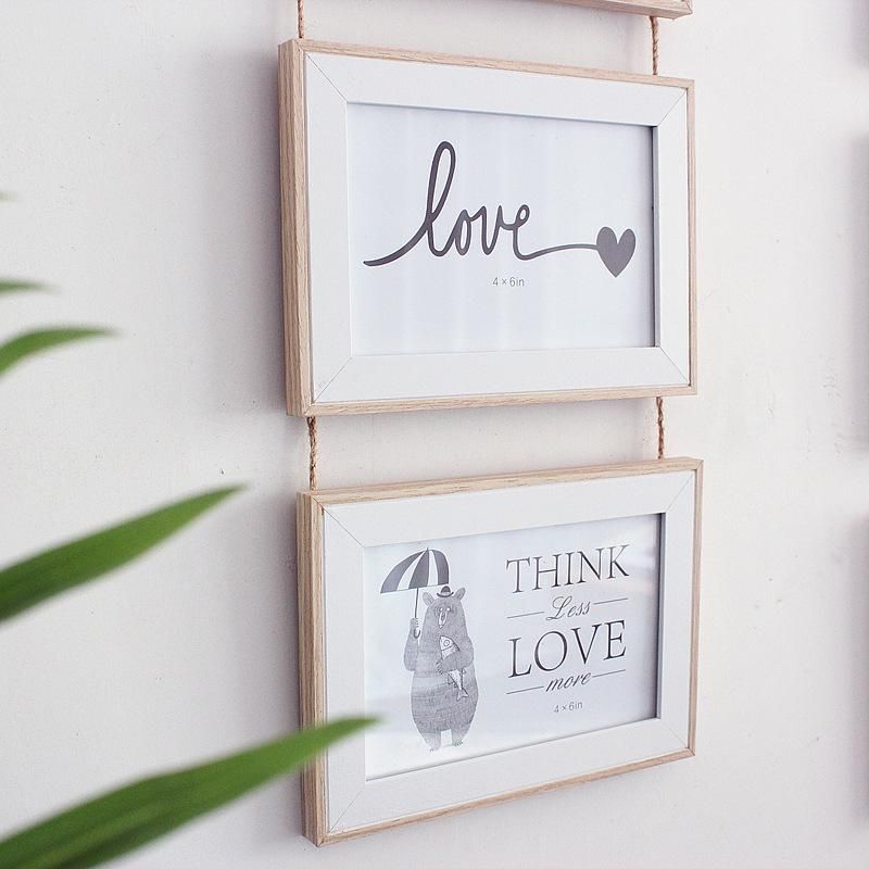 3 Connected Combination Wall Hanging Photo Frame Seamless Nail European Solid Wooden Clip Paper Picture Holder Wall Decoration
