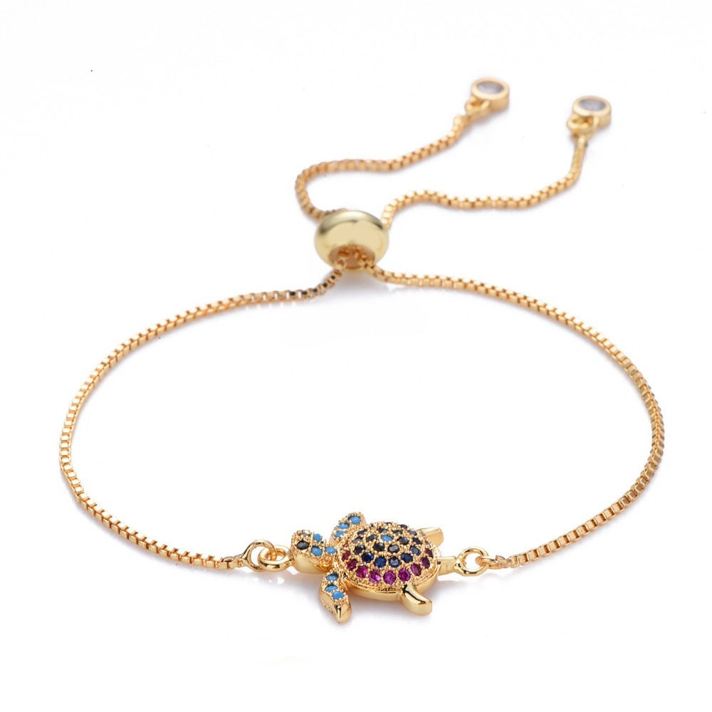 Hot Gold Zirconia Bracelet&bangle Women's Rainbow Shell Bracelet Luxury Adjustable heart Evil Eye Snake Chain Bracelet
