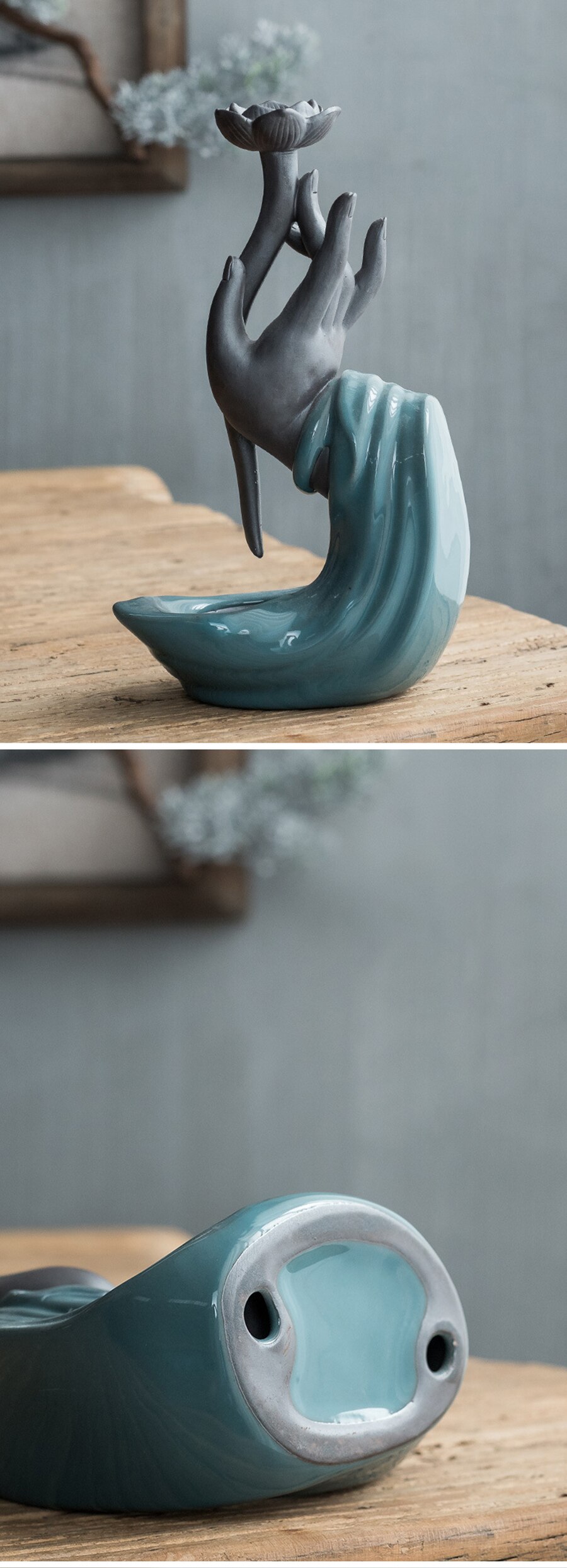 Flower Mountain River Handicraft Incense Holder Ceramic Backflow Waterfall Smoke Sleep aid Incense Burner Home Decor