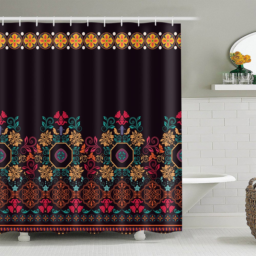 MTMETY Bohemian Mandala Shower Curtains Sun god Bathroom Geometric Waterproof Bath Curtain Bathtub Bathing Cover Bath Screens