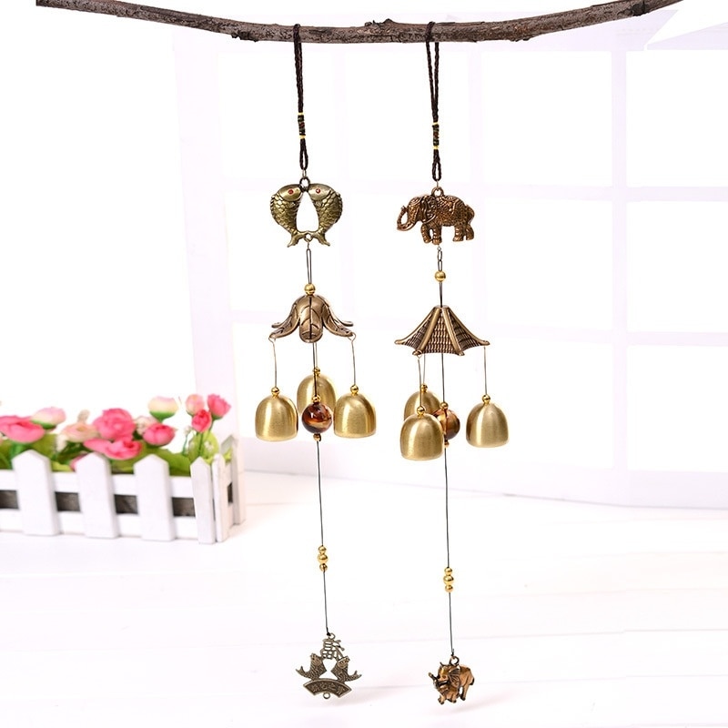 1Pcs Antique Wind Chime Copper Yard Garden Outdoor Living Decoration Metal Wind Chimes Outdoor Chinese Oriental Lucky Metal Win