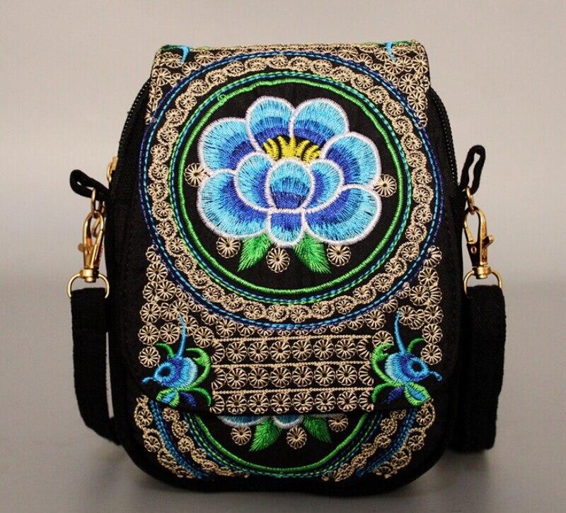 Tamara Women Shoulder Bag Travel Pouch Vintage Floral Embroidered Crossbody Zip Bag