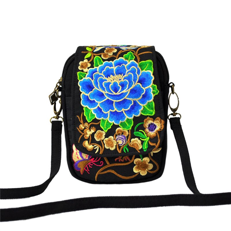 Tamara Women Shoulder Bag Travel Pouch Vintage Floral Embroidered Crossbody Zip Bag