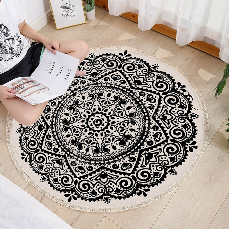 Mandala Round floor rugs living room bedroom carpet bedroom carpet door mat Decorate House Area Cotton Hand Made boho Rug