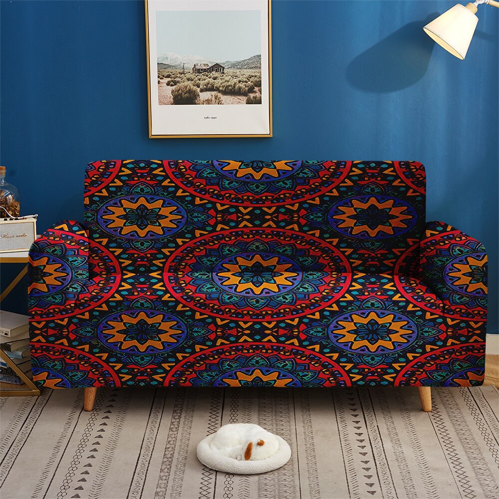 Eastern Europe Bohemian Style Mandala Slipcovers 1/2/3/4-Seater Elastic Couch Sofa Chair Cover for Living Room Home Decor