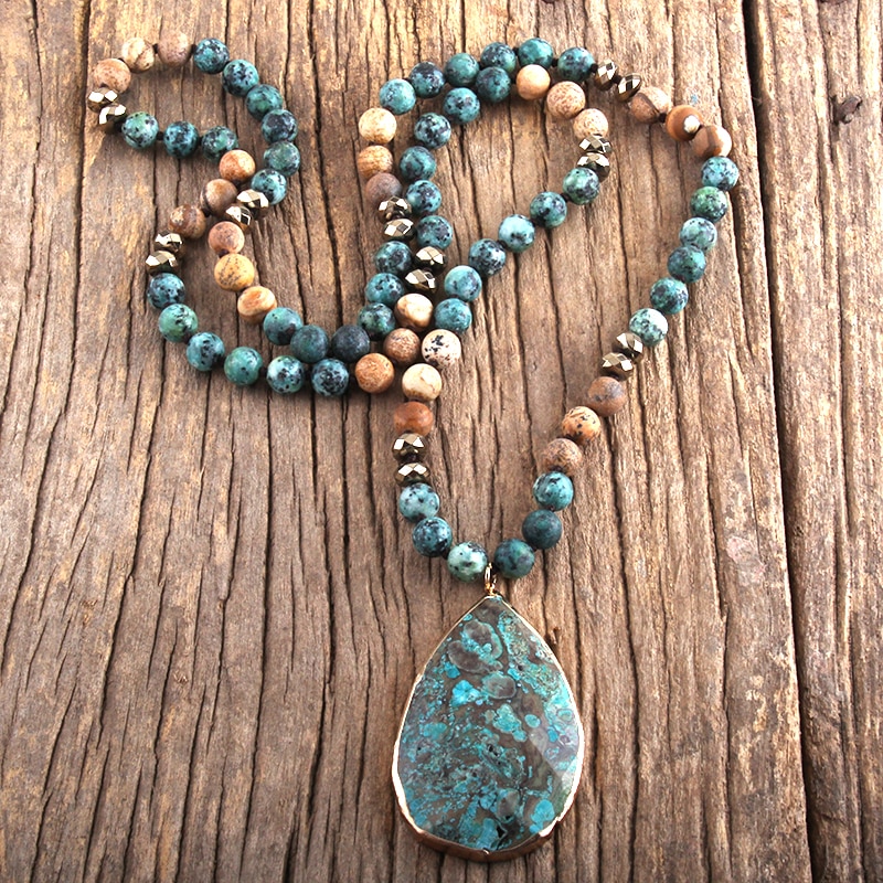 RH Fashion Boho Jewelry Natural Stones With Semi Precious Pendant Women Bohemia Necklace Gift Dropship