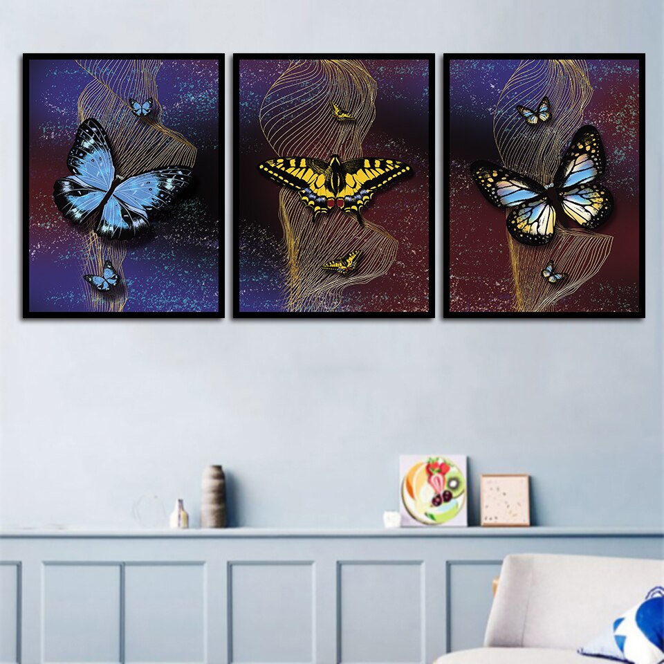 Color butterfly Leaf Poster Motivational Wall Art butterfly Nordic Style Painting Decoration Picture Room Home Decor