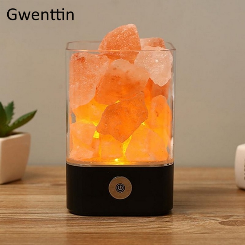 Crystal Natural Himalayan Salt Lamp USB Led Multicolor Night Light Table Lava Lamps for Bedroom Bedside Fixture Christmas Decor