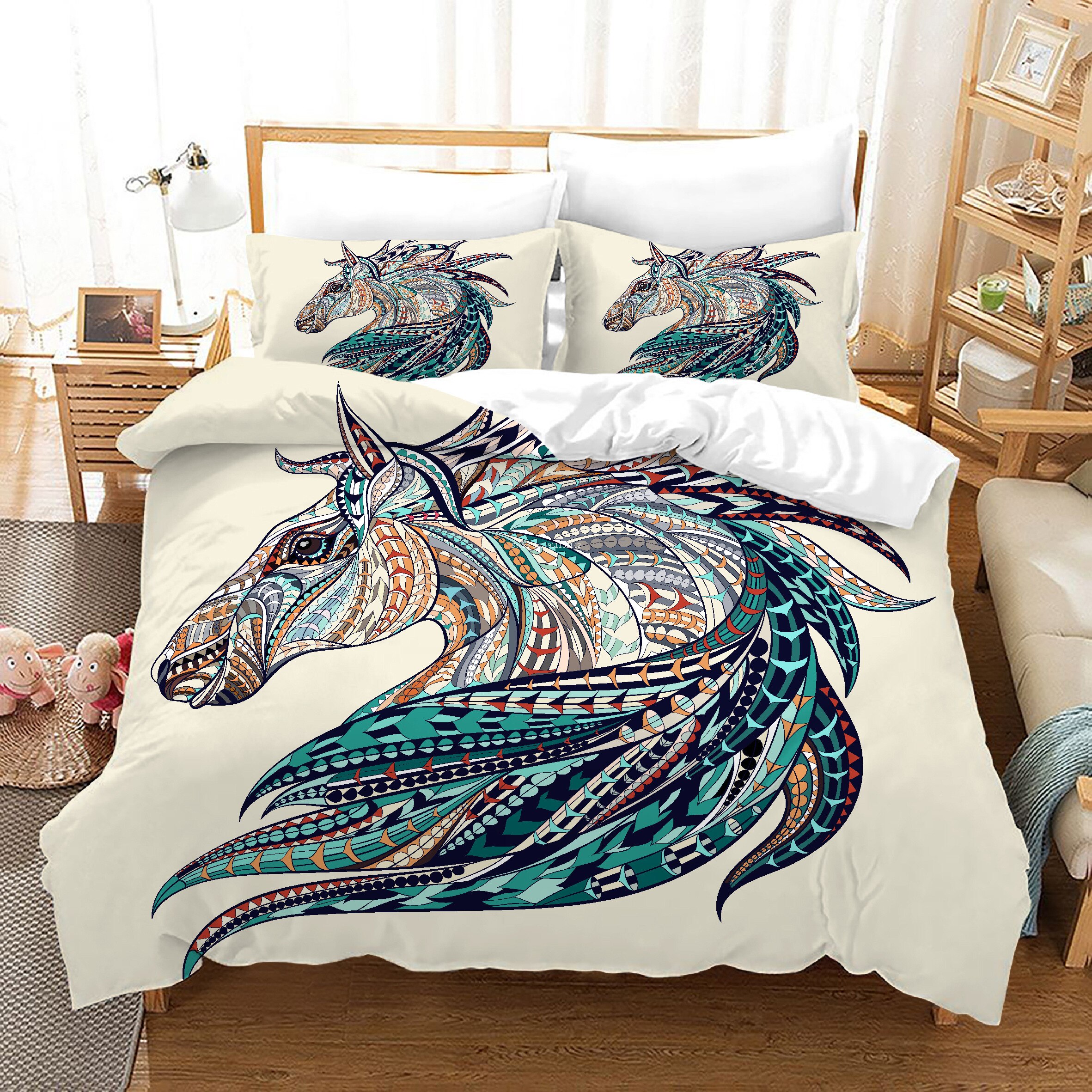 2/3PCS Colored Bohemian Animal Style Bedding Set Bedroom Decorations Warm and Comfortable Down Bedcover Pillowcase