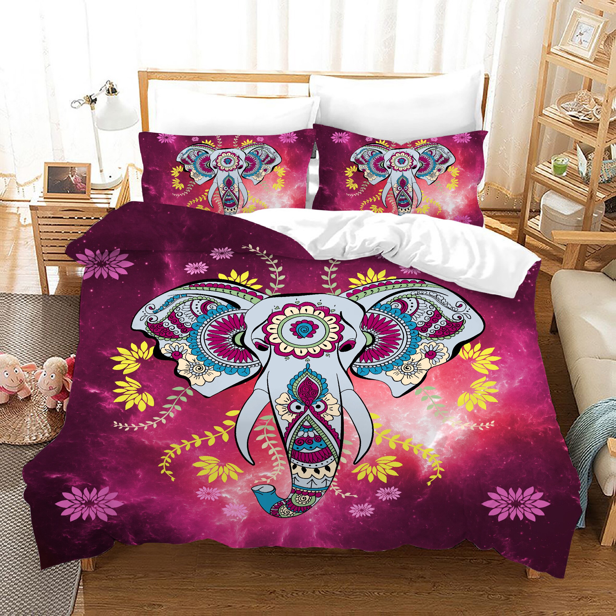 2/3PCS Colored Bohemian Animal Style Bedding Set Bedroom Decorations Warm and Comfortable Down Bedcover Pillowcase