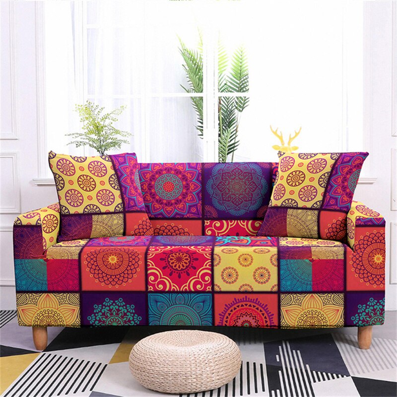 Elastic Sofa Cover for Living Room Stretch Mandala Printed Couch Cover Bohemian Non-Slip Sofa Slipcover Protector 1/2/3/4 Seater