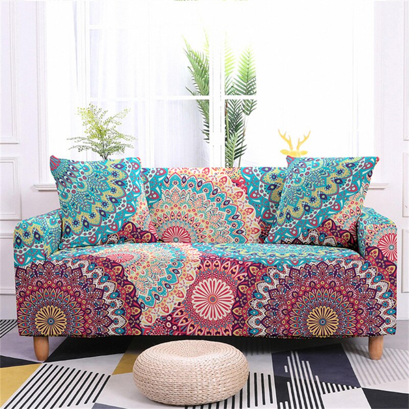 Elastic Sofa Cover for Living Room Stretch Mandala Printed Couch Cover Bohemian Non-Slip Sofa Slipcover Protector 1/2/3/4 Seater