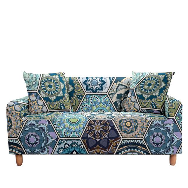 Elastic Mandala Print Sofa Cover Stretch All-inclusive Flower Couch Covers for Living Room 3 Seater Boho Home Decoration