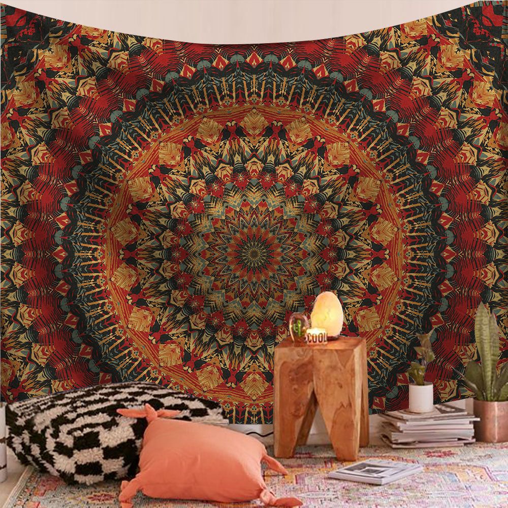Colorful Mandala Carpet Tapestry Wall Hanging Boho Decor Psychedelic Tapiz Hippie Home Wall Decor Bedroom Bohemian Curtains Yoga